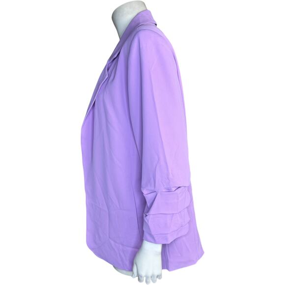 nicole by Nicole Miller Stretch Crepe Blazer with Ruched Sleeves Liliac Small - Picture 10 of 13